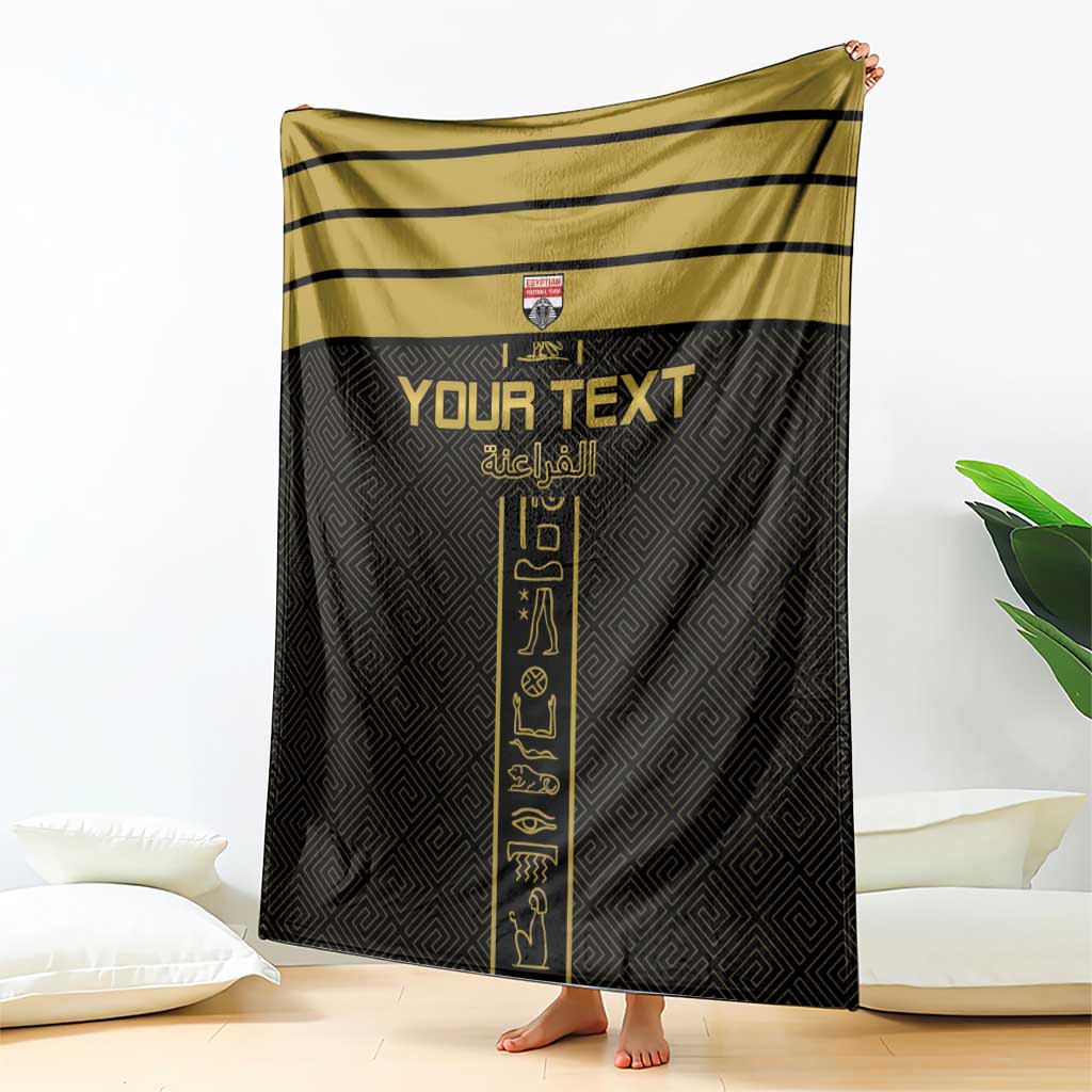 Custom Egypt Football Blanket Yalla Yalla Pharaohs - Black Ver