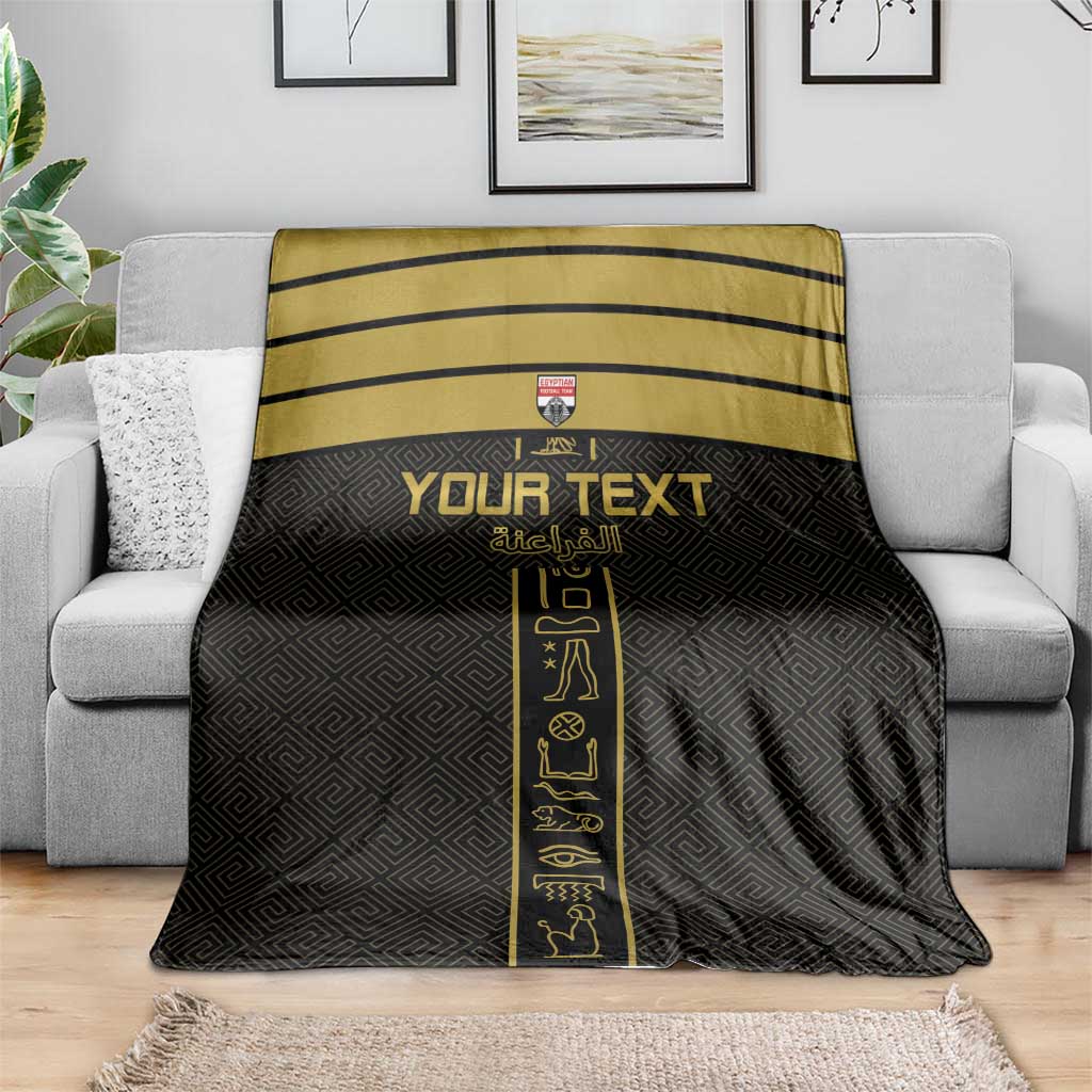 Custom Egypt Football Blanket Yalla Yalla Pharaohs - Black Ver