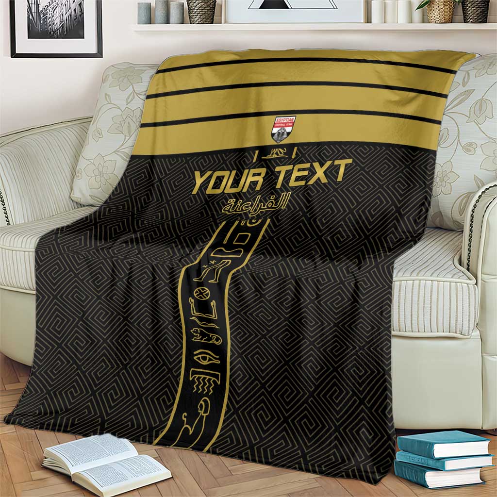 Custom Egypt Football Blanket Yalla Yalla Pharaohs - Black Ver