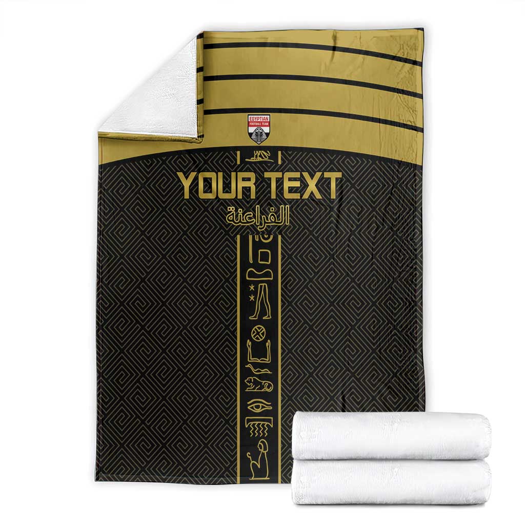 Custom Egypt Football Blanket Yalla Yalla Pharaohs - Black Ver