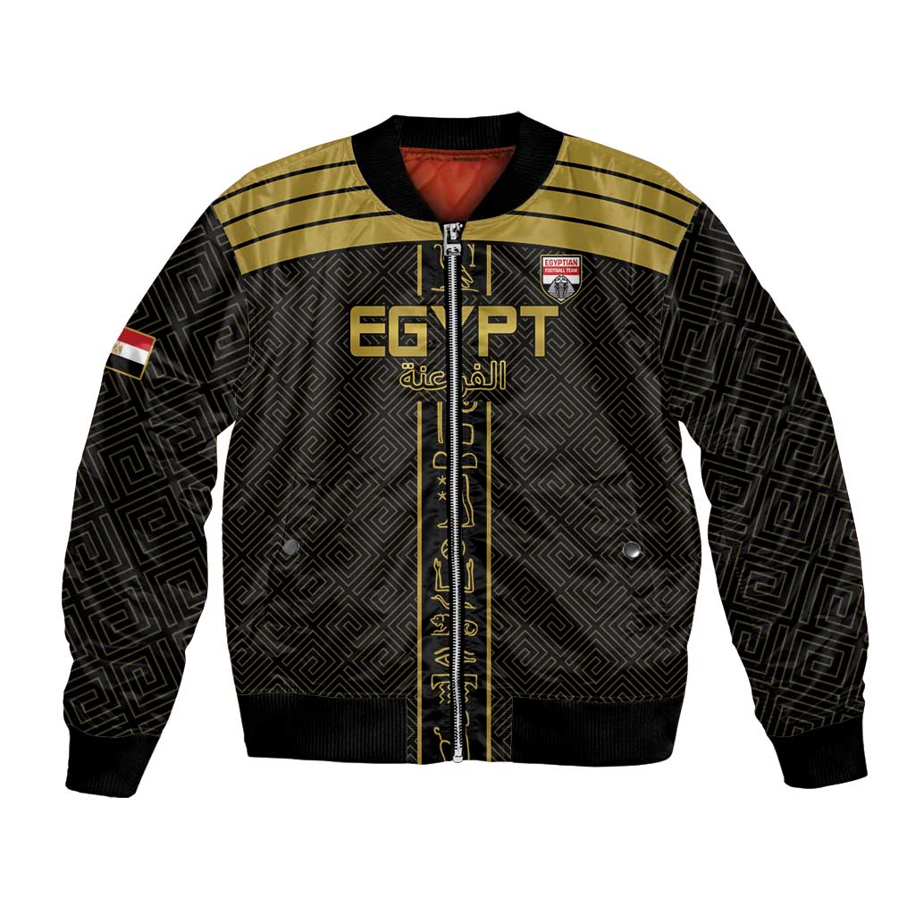 Custom Egypt Football Bomber Jacket Yalla Yalla Pharaohs - Black Ver