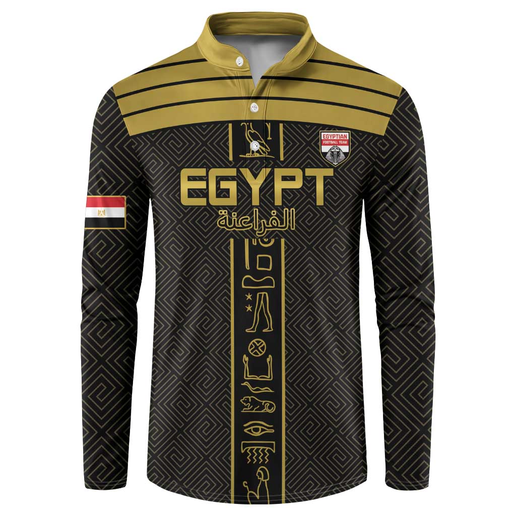 Custom Egypt Football Button Sweatshirt Yalla Yalla Pharaohs - Black Ver