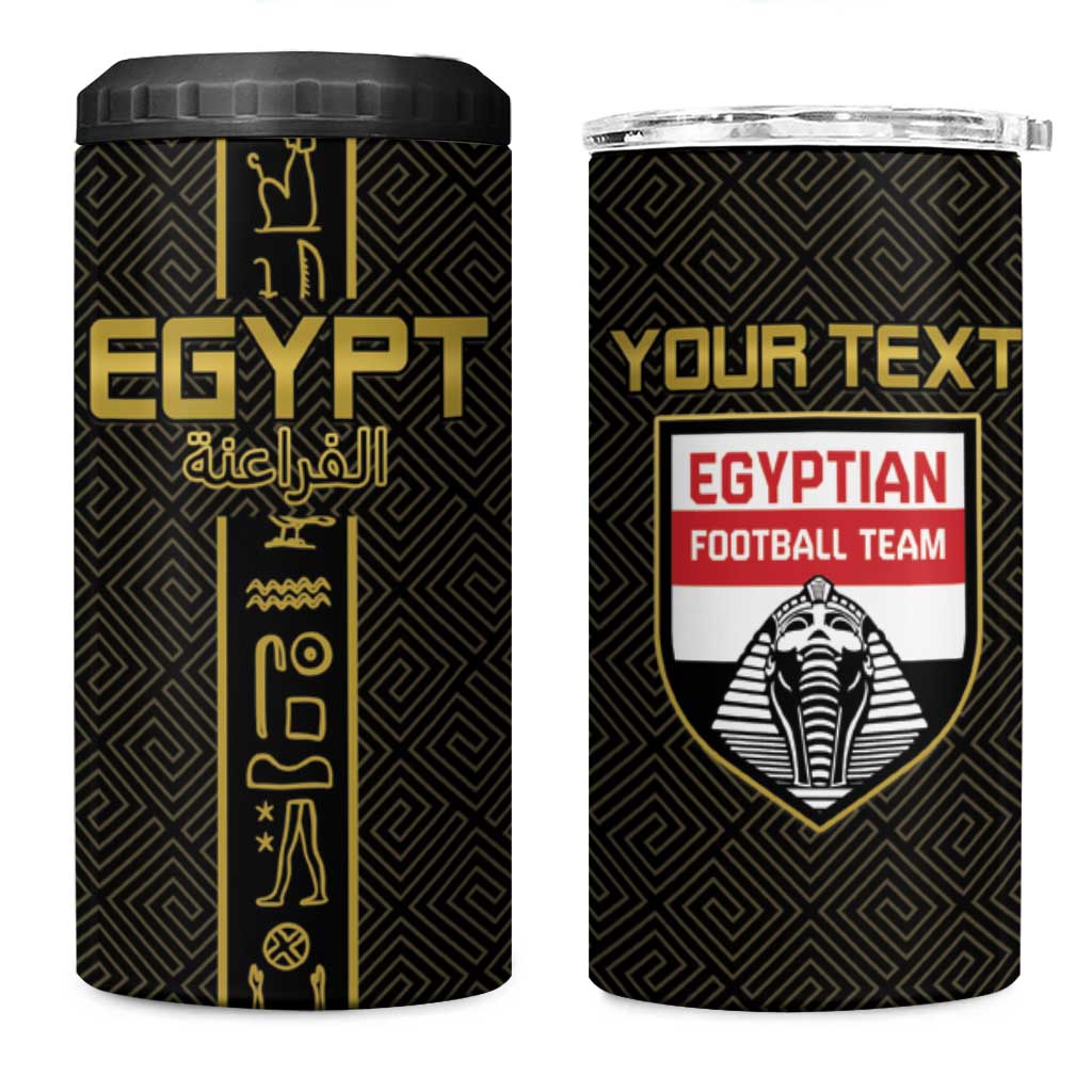 Custom Egypt Football 4 in 1 Can Cooler Tumbler Yalla Yalla Pharaohs - Black Ver