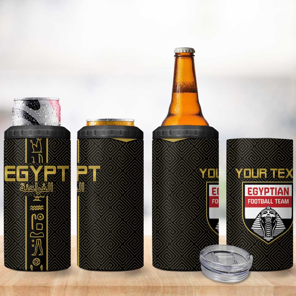 Custom Egypt Football 4 in 1 Can Cooler Tumbler Yalla Yalla Pharaohs - Black Ver