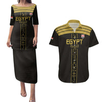 Custom Egypt Football Couples Matching Puletasi and Hawaiian Shirt Yalla Yalla Pharaohs - Black Ver
