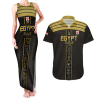 Custom Egypt Football Couples Matching Tank Maxi Dress and Hawaiian Shirt Yalla Yalla Pharaohs - Black Ver