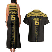 Custom Egypt Football Couples Matching Tank Maxi Dress and Hawaiian Shirt Yalla Yalla Pharaohs - Black Ver