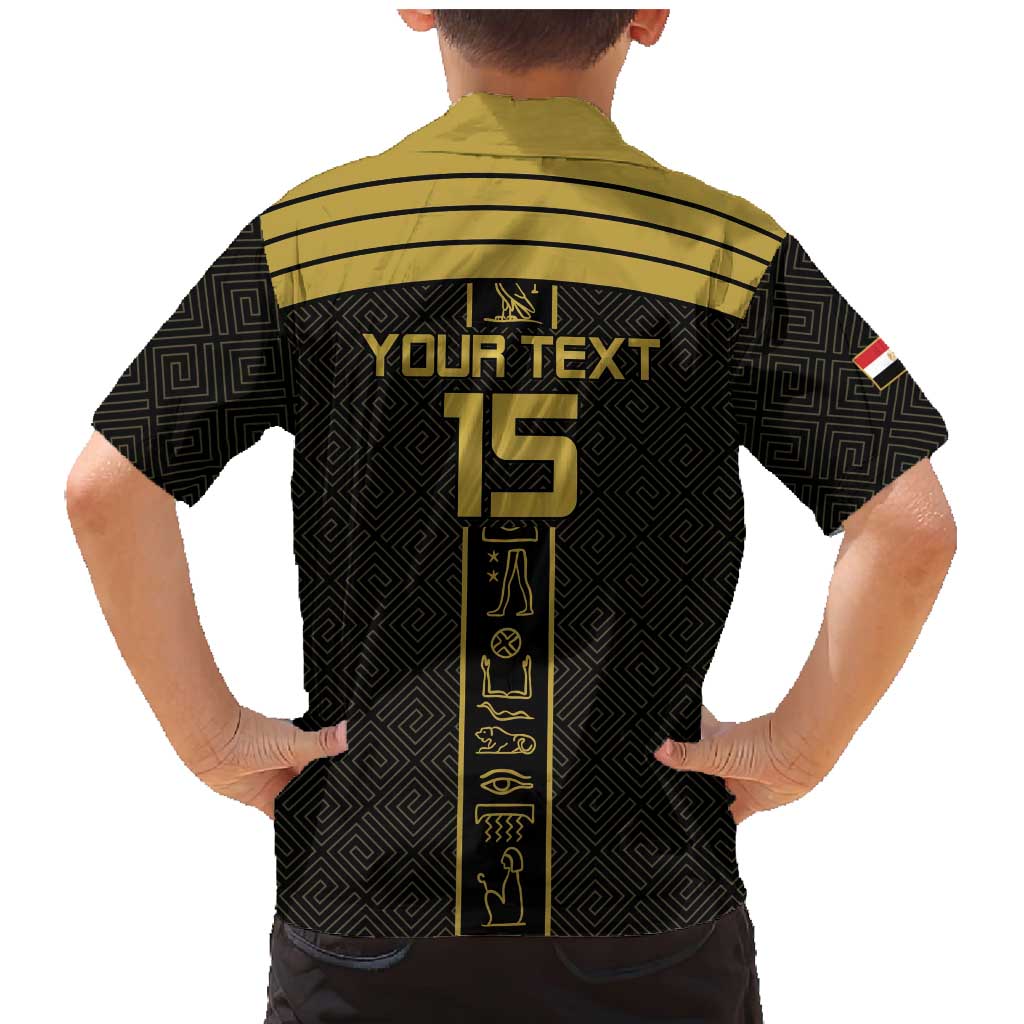 Custom Egypt Football Family Matching Mermaid Dress and Hawaiian Shirt Yalla Yalla Pharaohs - Black Ver