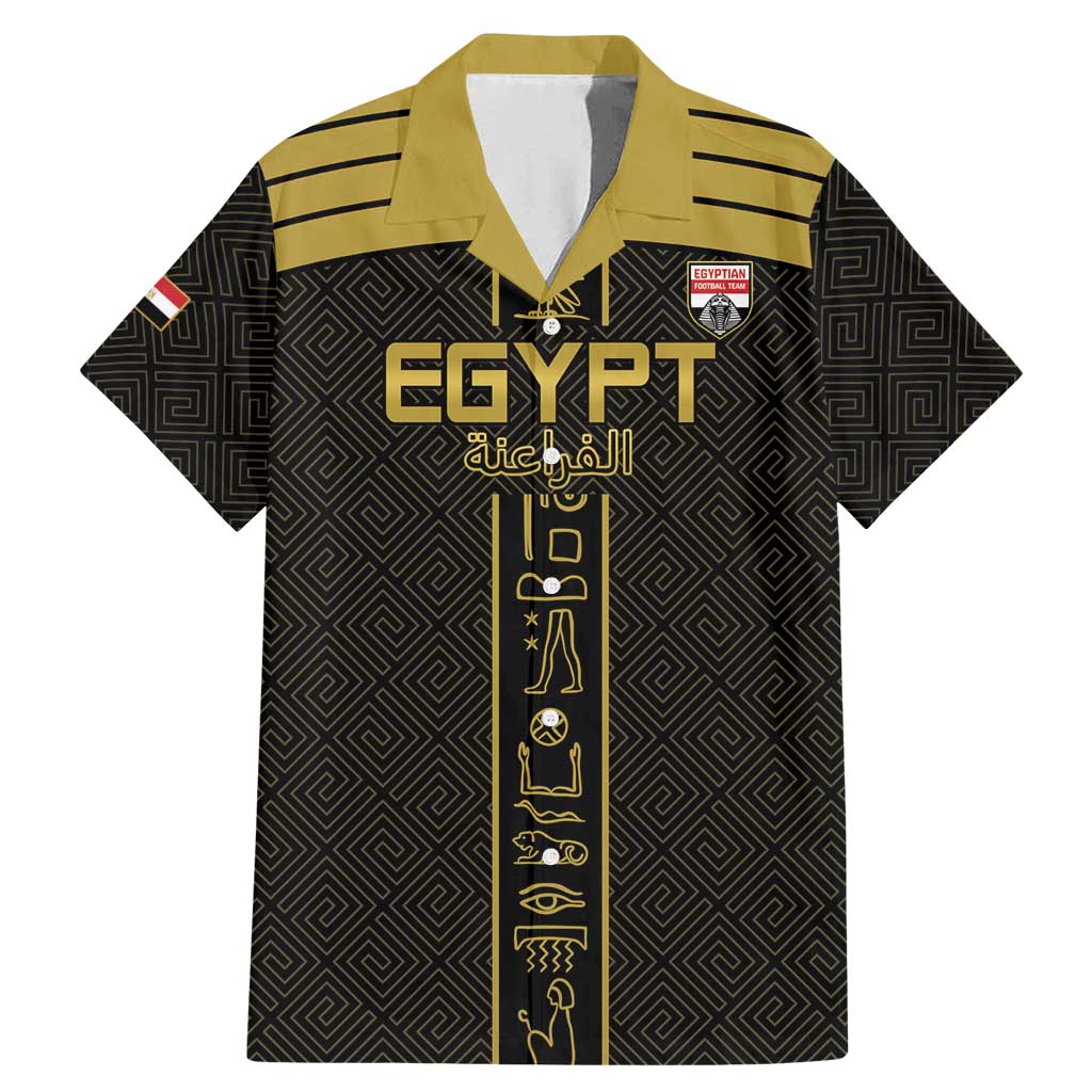 Custom Egypt Football Family Matching Mermaid Dress and Hawaiian Shirt Yalla Yalla Pharaohs - Black Ver