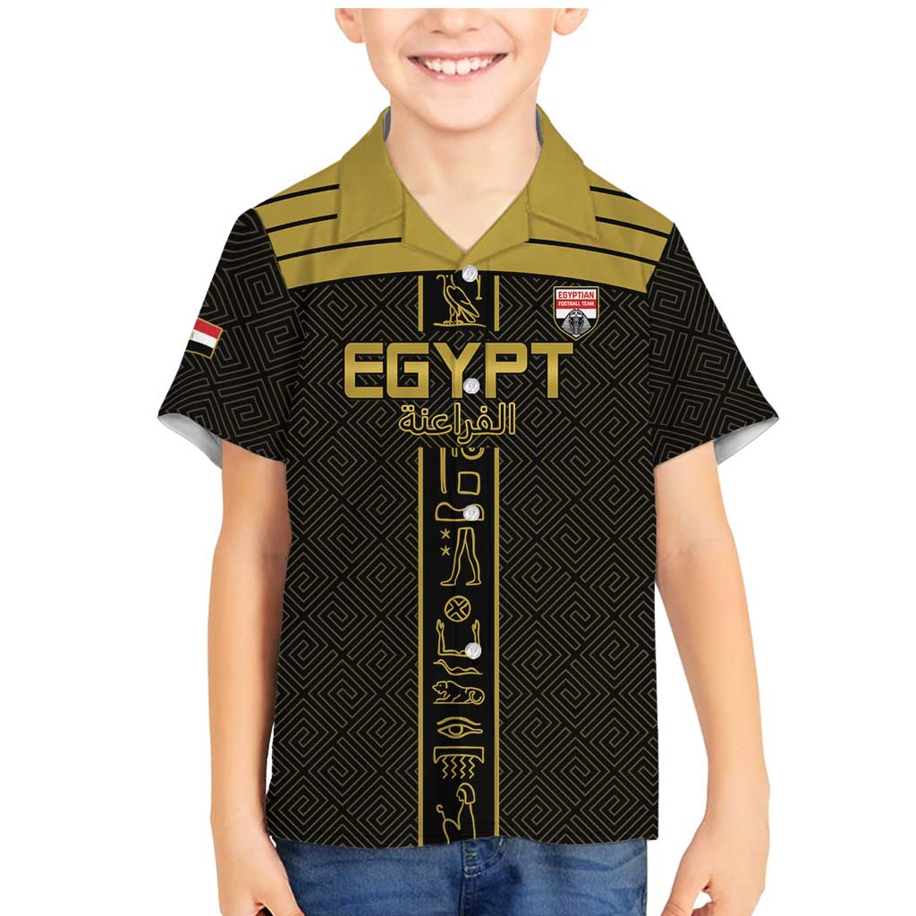 Custom Egypt Football Family Matching Mermaid Dress and Hawaiian Shirt Yalla Yalla Pharaohs - Black Ver