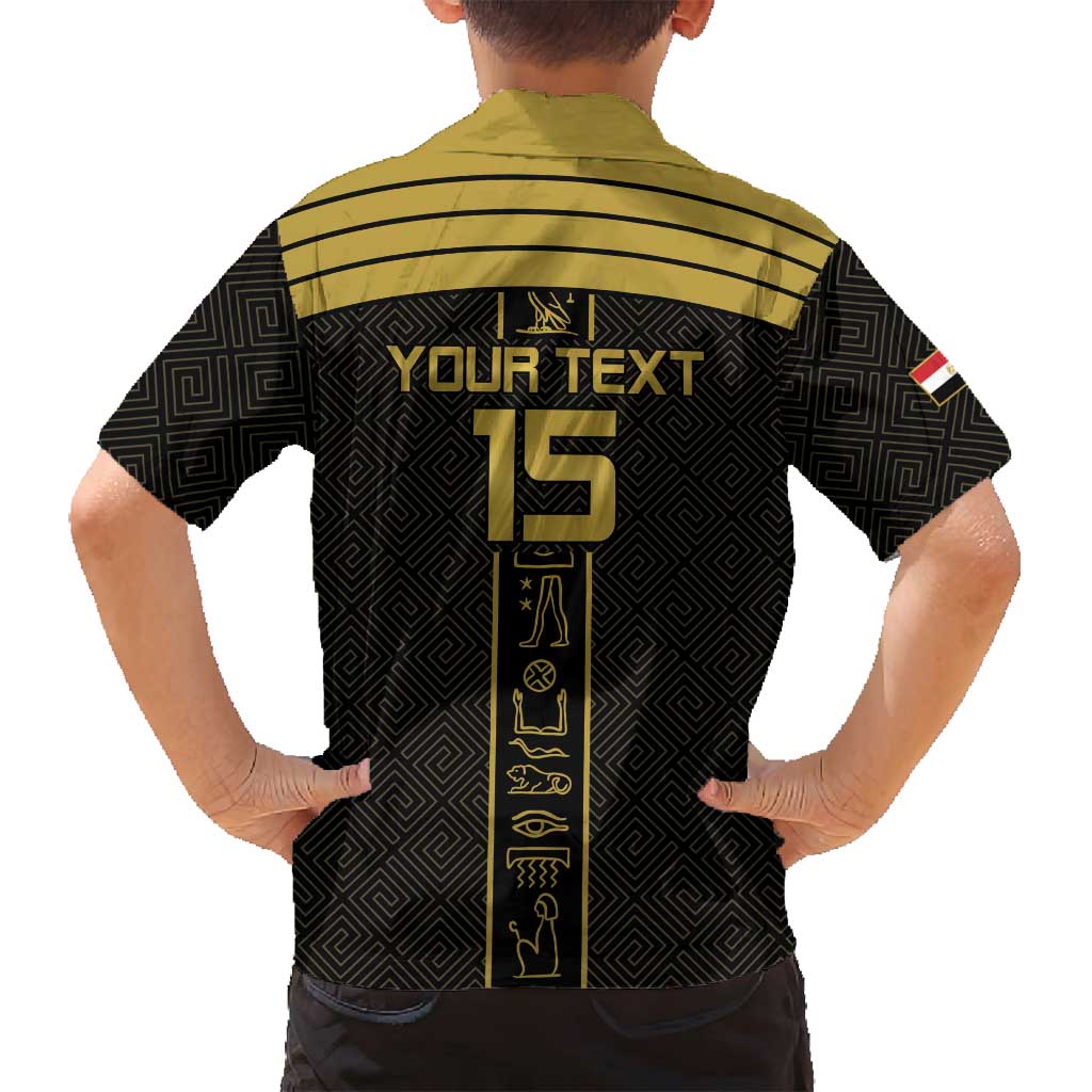 Custom Egypt Football Family Matching Puletasi and Hawaiian Shirt Yalla Yalla Pharaohs - Black Ver