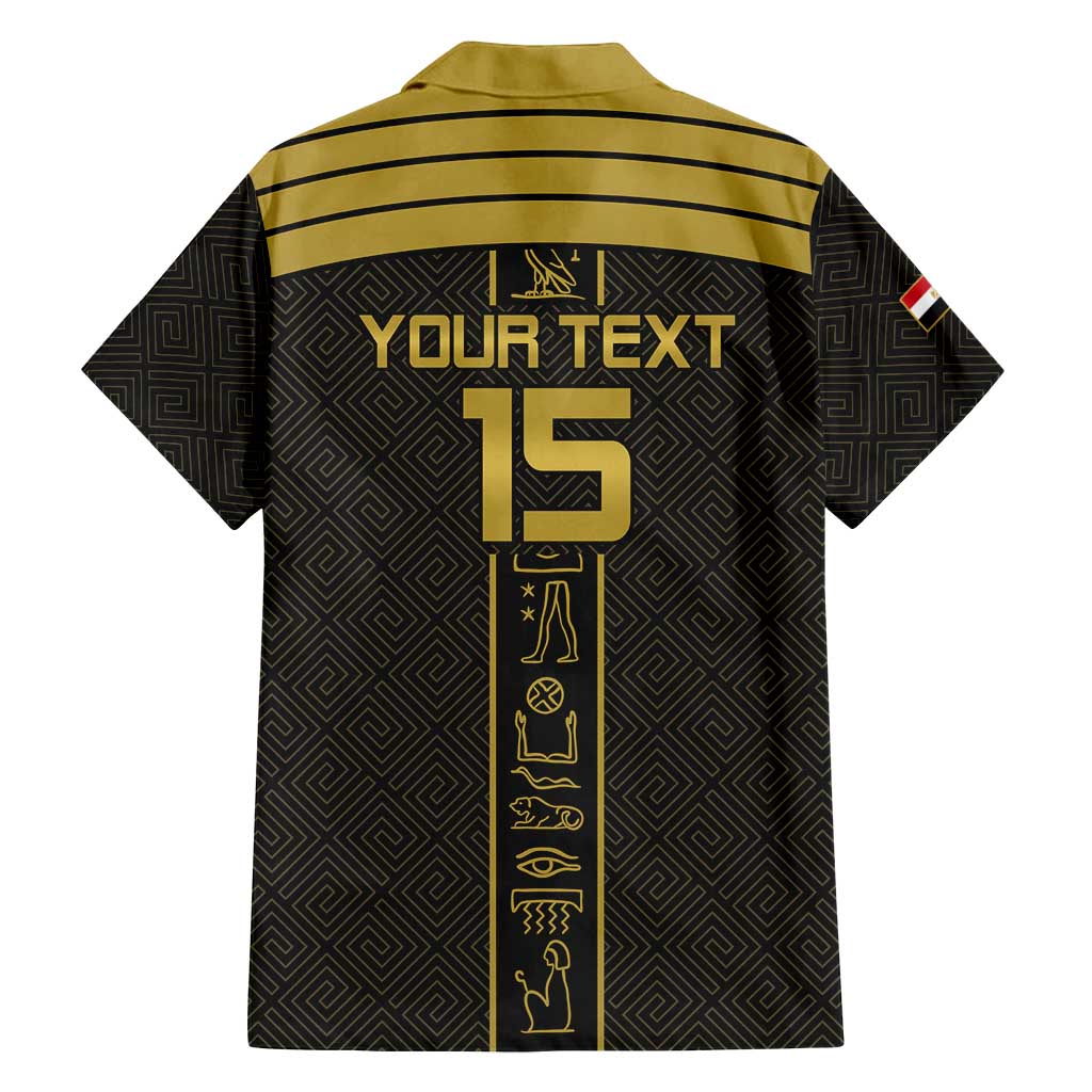 Custom Egypt Football Family Matching Puletasi and Hawaiian Shirt Yalla Yalla Pharaohs - Black Ver