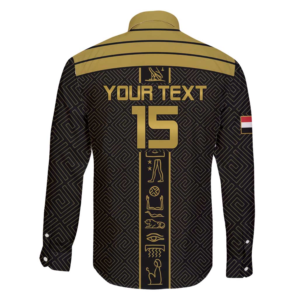 Custom Egypt Football Family Matching Short Sleeve Bodycon Dress and Hawaiian Shirt Yalla Yalla Pharaohs - Black Ver