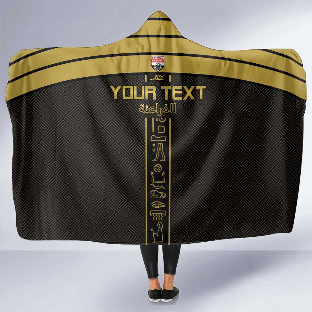 Custom Egypt Football Hooded Blanket Yalla Yalla Pharaohs - Black Ver