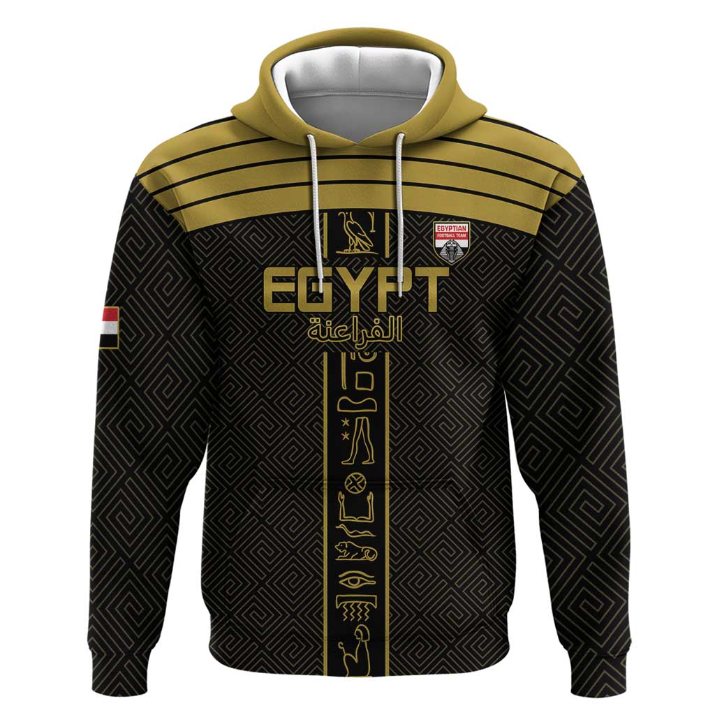 Custom Egypt Football Hoodie Yalla Yalla Pharaohs - Black Ver