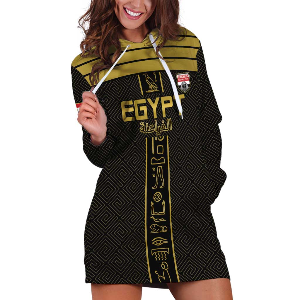 Custom Egypt Football Hoodie Dress Yalla Yalla Pharaohs - Black Ver