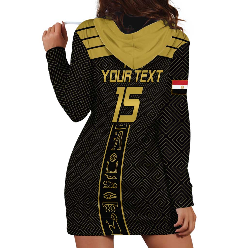 Custom Egypt Football Hoodie Dress Yalla Yalla Pharaohs - Black Ver