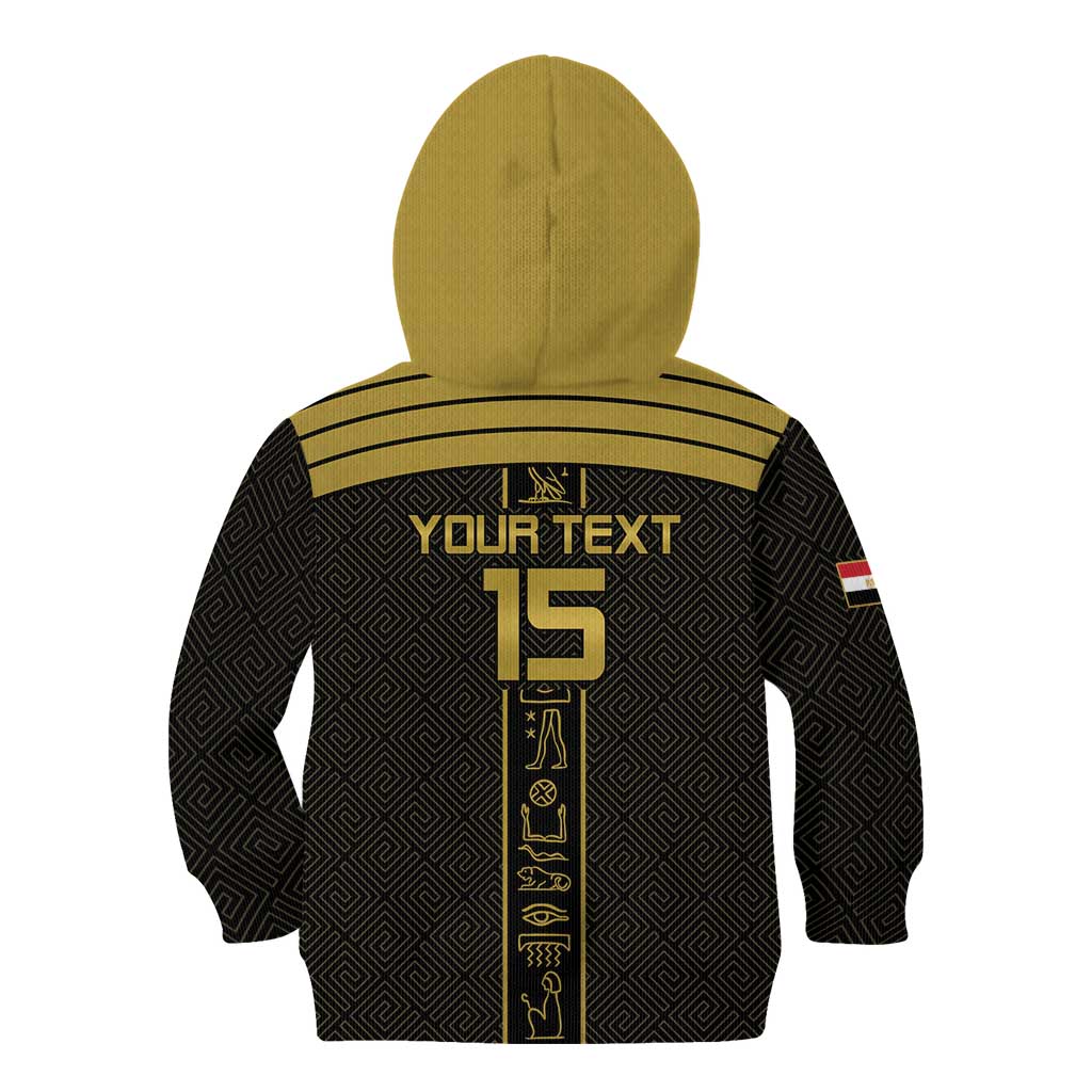 Custom Egypt Football Kid Hoodie Yalla Yalla Pharaohs - Black Ver