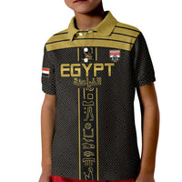 Custom Egypt Football Kid Polo Shirt Yalla Yalla Pharaohs - Black Ver