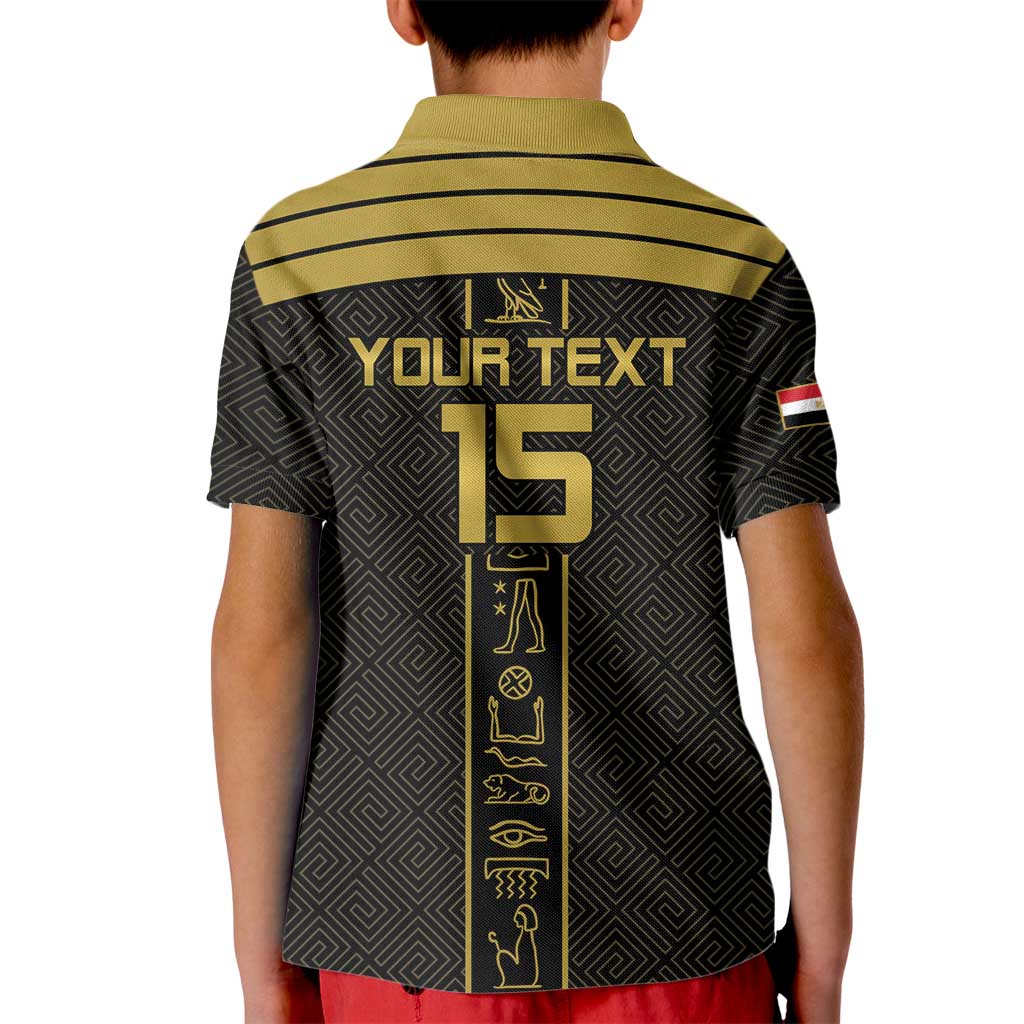 Custom Egypt Football Kid Polo Shirt Yalla Yalla Pharaohs - Black Ver