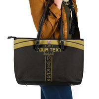 Custom Egypt Football Leather Tote Bag Yalla Yalla Pharaohs - Black Ver