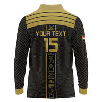 Custom Egypt Football Long Sleeve Polo Shirt Yalla Yalla Pharaohs - Black Ver