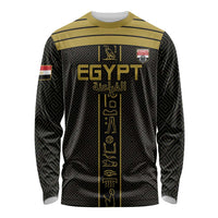 Custom Egypt Football Long Sleeve Shirt Yalla Yalla Pharaohs - Black Ver