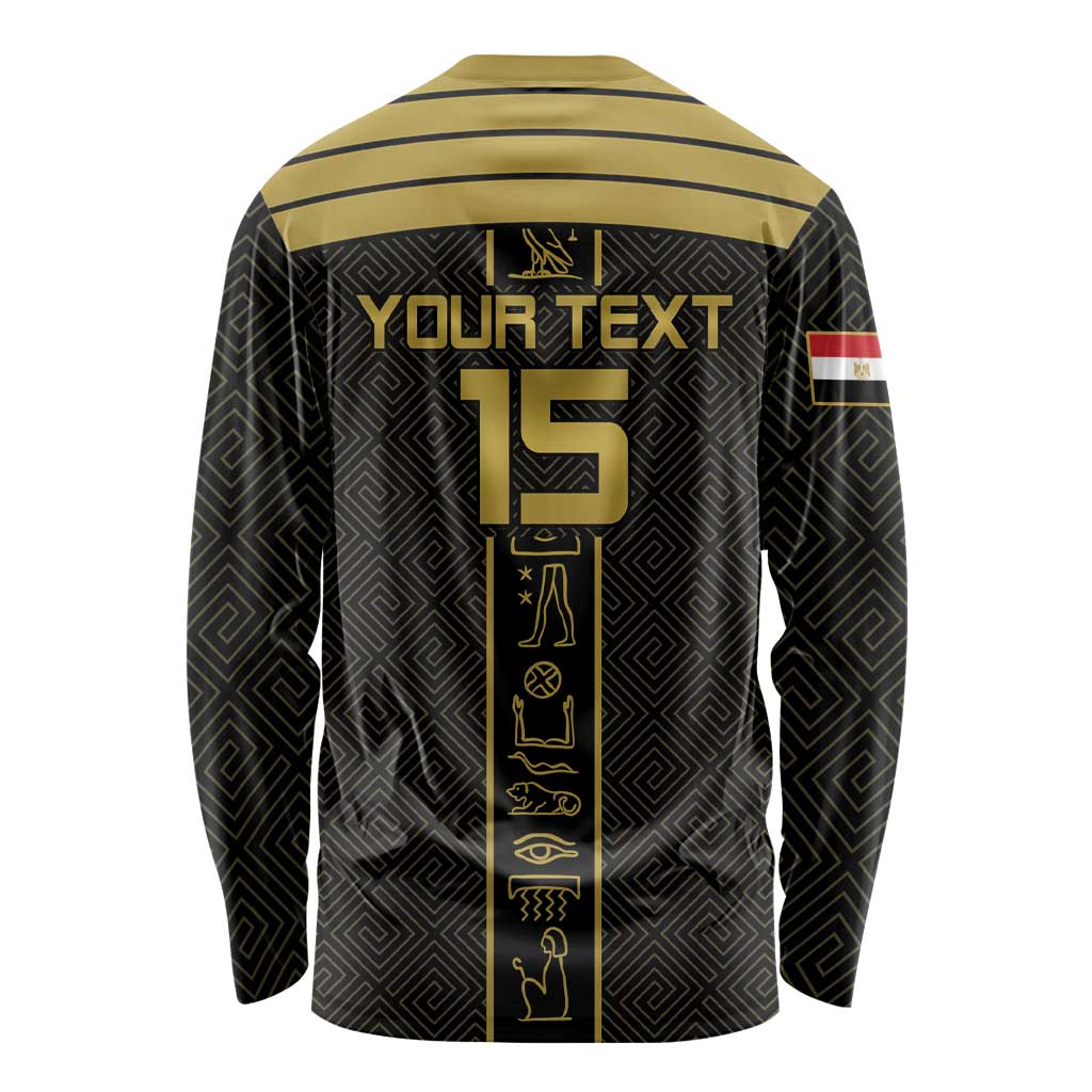 Custom Egypt Football Long Sleeve Shirt Yalla Yalla Pharaohs - Black Ver