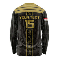 Custom Egypt Football Long Sleeve Shirt Yalla Yalla Pharaohs - Black Ver
