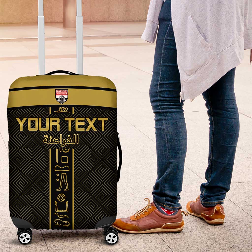 Custom Egypt Football Luggage Cover Yalla Yalla Pharaohs - Black Ver