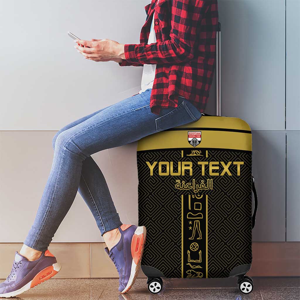 Custom Egypt Football Luggage Cover Yalla Yalla Pharaohs - Black Ver