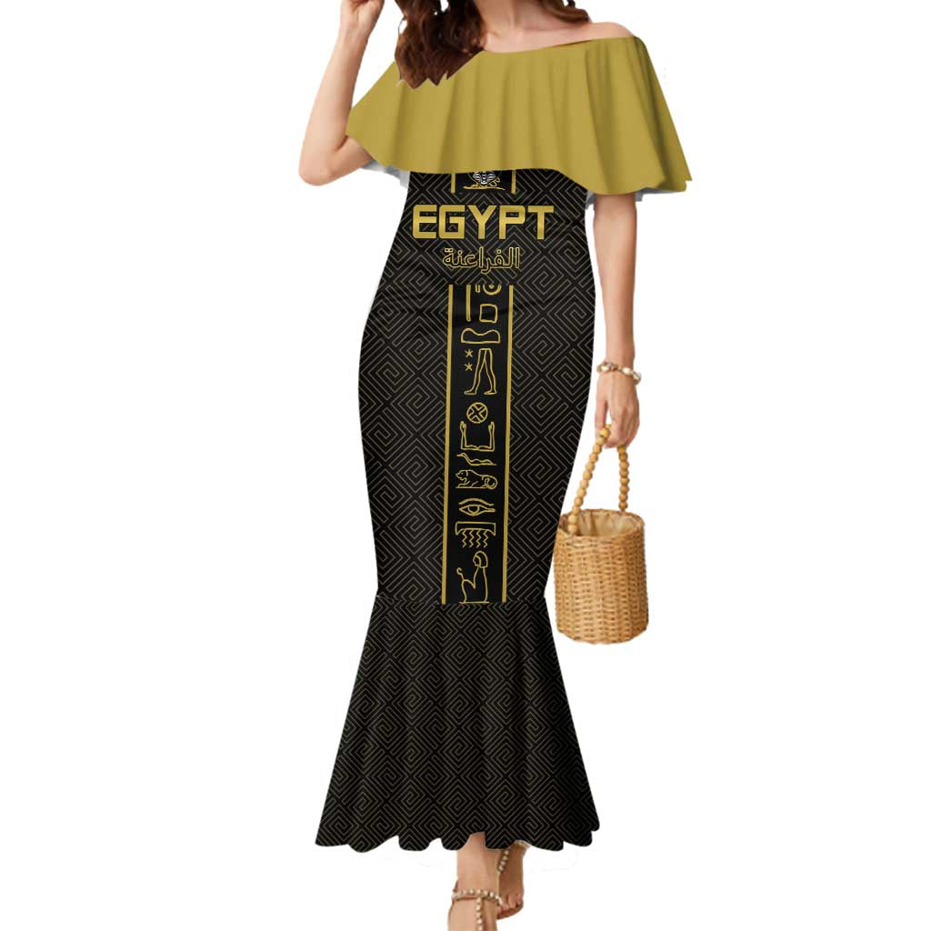 Custom Egypt Football Mermaid Dress Yalla Yalla Pharaohs - Black Ver