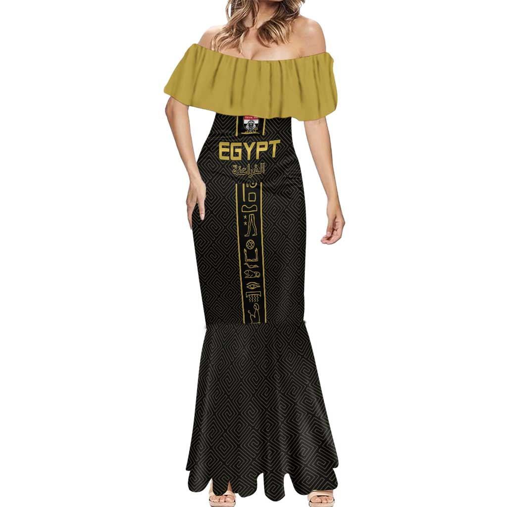 Custom Egypt Football Mermaid Dress Yalla Yalla Pharaohs - Black Ver