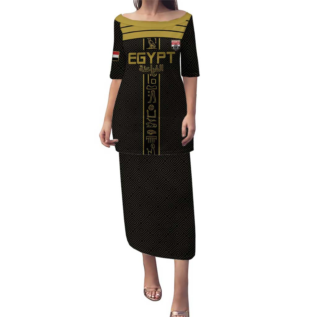 Custom Egypt Football Puletasi Yalla Yalla Pharaohs - Black Ver