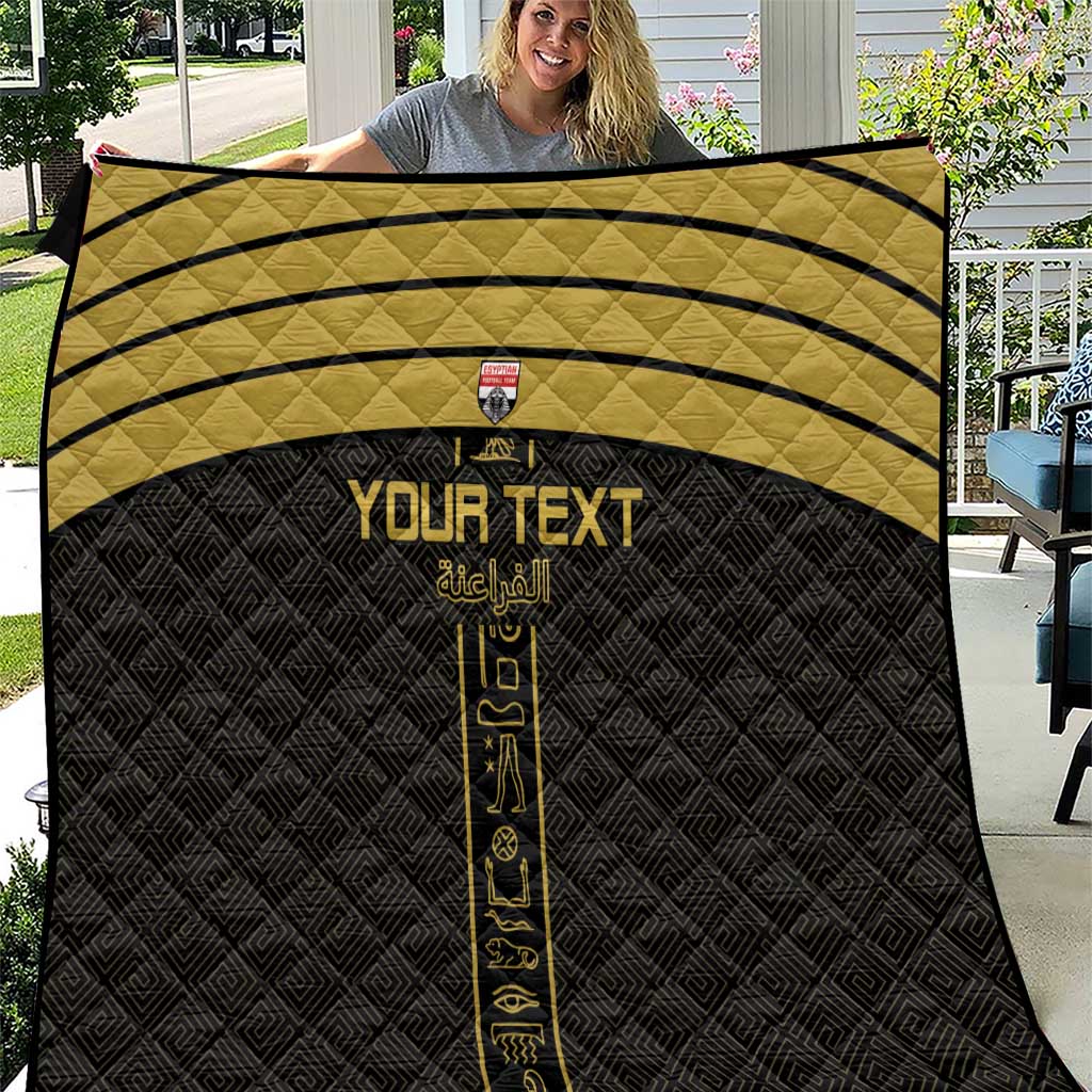 Custom Egypt Football Quilt Yalla Yalla Pharaohs - Black Ver
