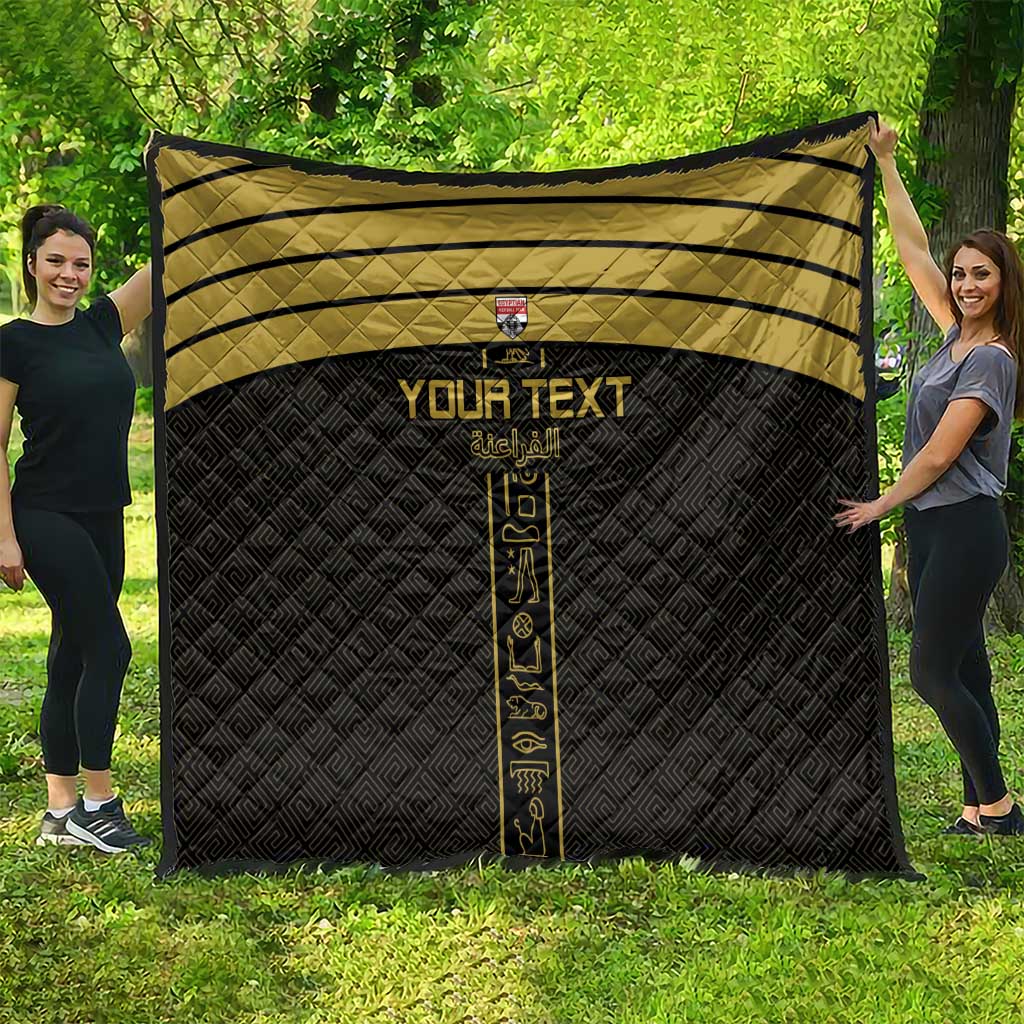 Custom Egypt Football Quilt Yalla Yalla Pharaohs - Black Ver