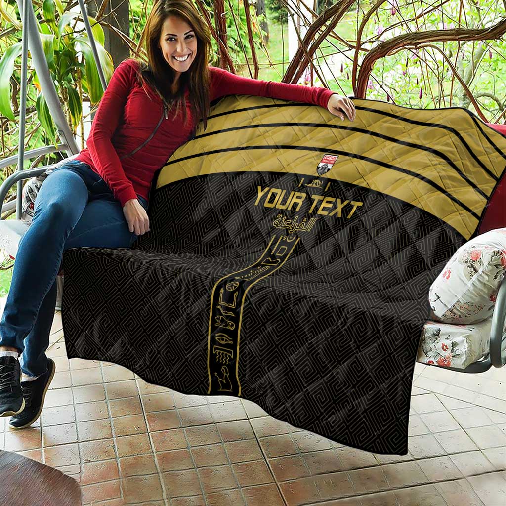 Custom Egypt Football Quilt Yalla Yalla Pharaohs - Black Ver