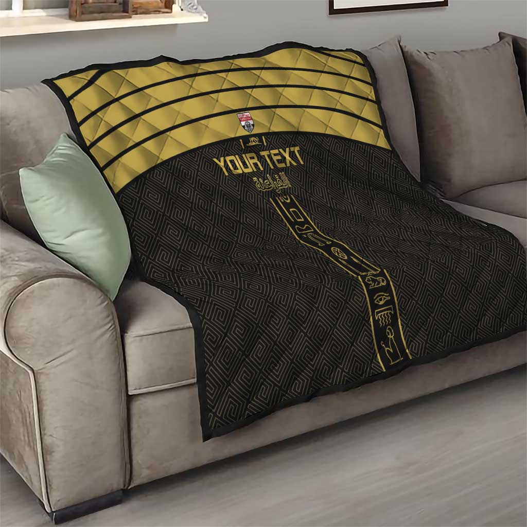 Custom Egypt Football Quilt Yalla Yalla Pharaohs - Black Ver