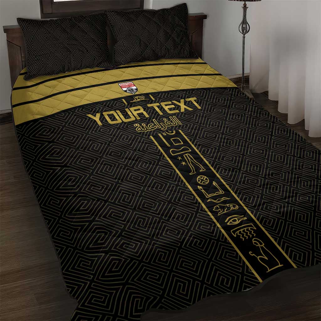 Custom Egypt Football Quilt Bed Set Yalla Yalla Pharaohs - Black Ver