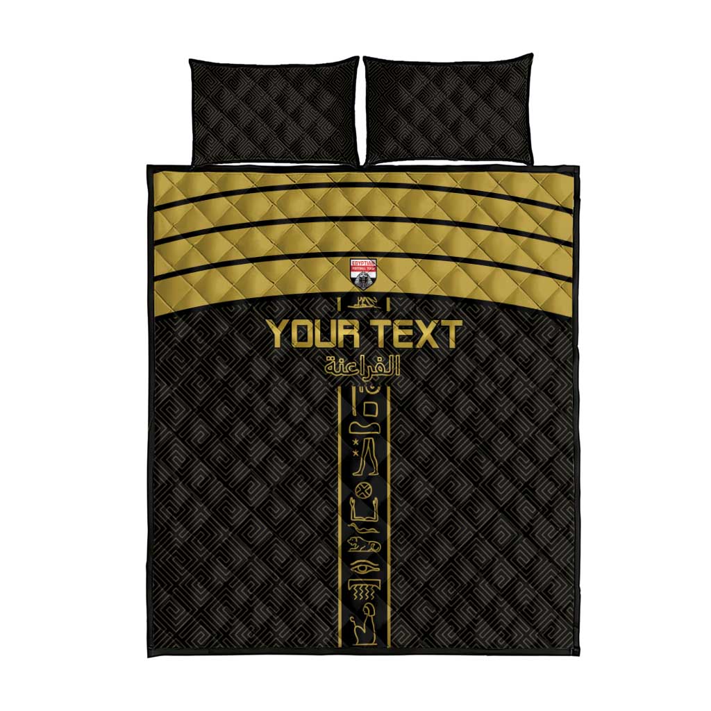Custom Egypt Football Quilt Bed Set Yalla Yalla Pharaohs - Black Ver
