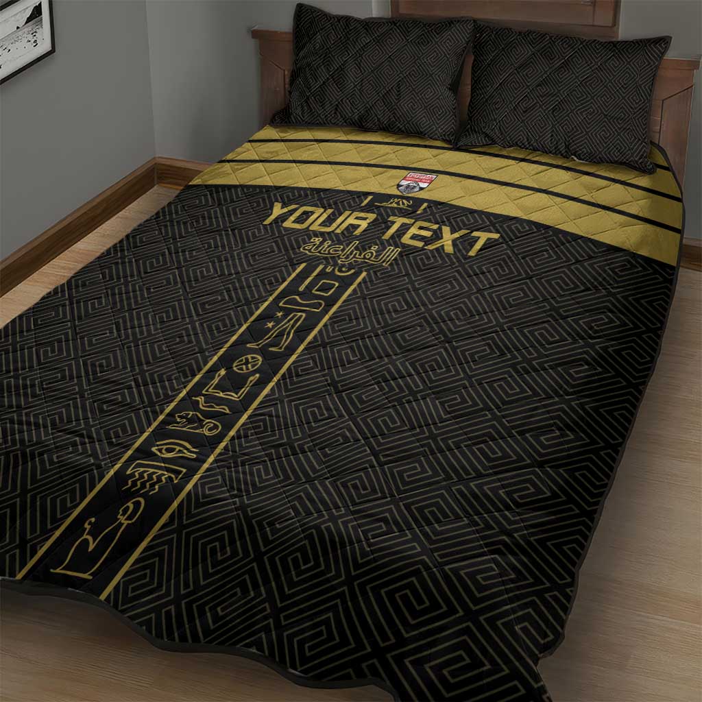 Custom Egypt Football Quilt Bed Set Yalla Yalla Pharaohs - Black Ver