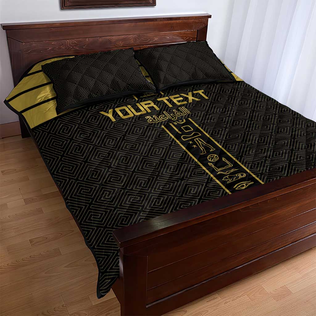 Custom Egypt Football Quilt Bed Set Yalla Yalla Pharaohs - Black Ver