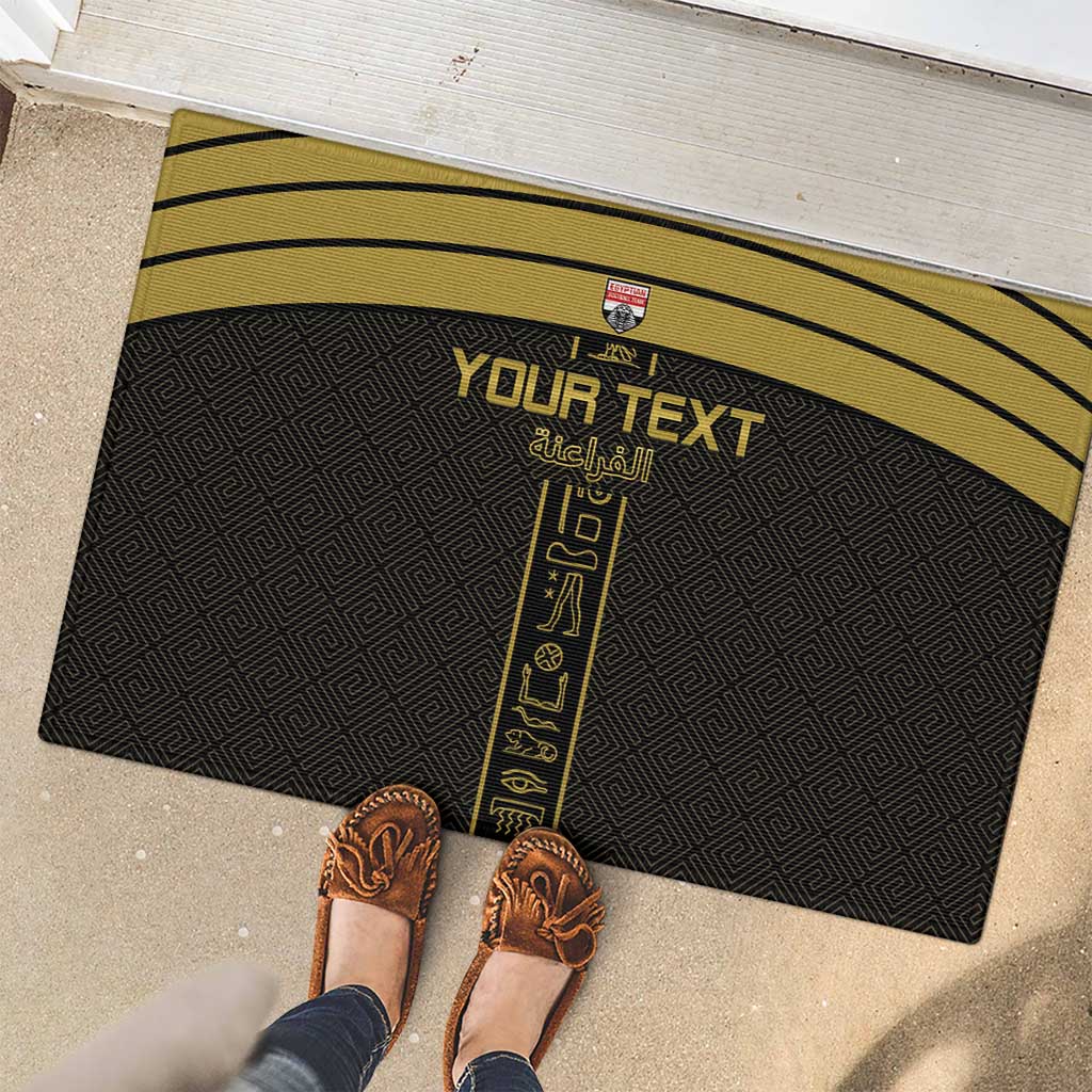 Custom Egypt Football Rubber Doormat Yalla Yalla Pharaohs - Black Ver