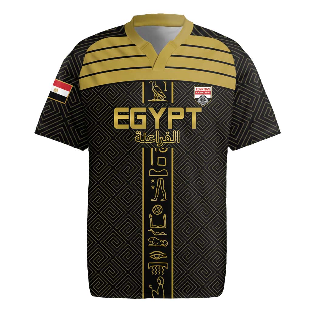 Custom Egypt Football Rugby Jersey Yalla Yalla Pharaohs - Black Ver