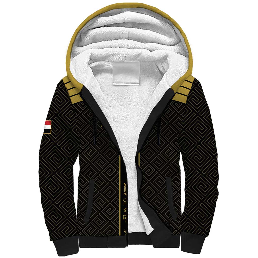 Custom Egypt Football Sherpa Hoodie Yalla Yalla Pharaohs - Black Ver