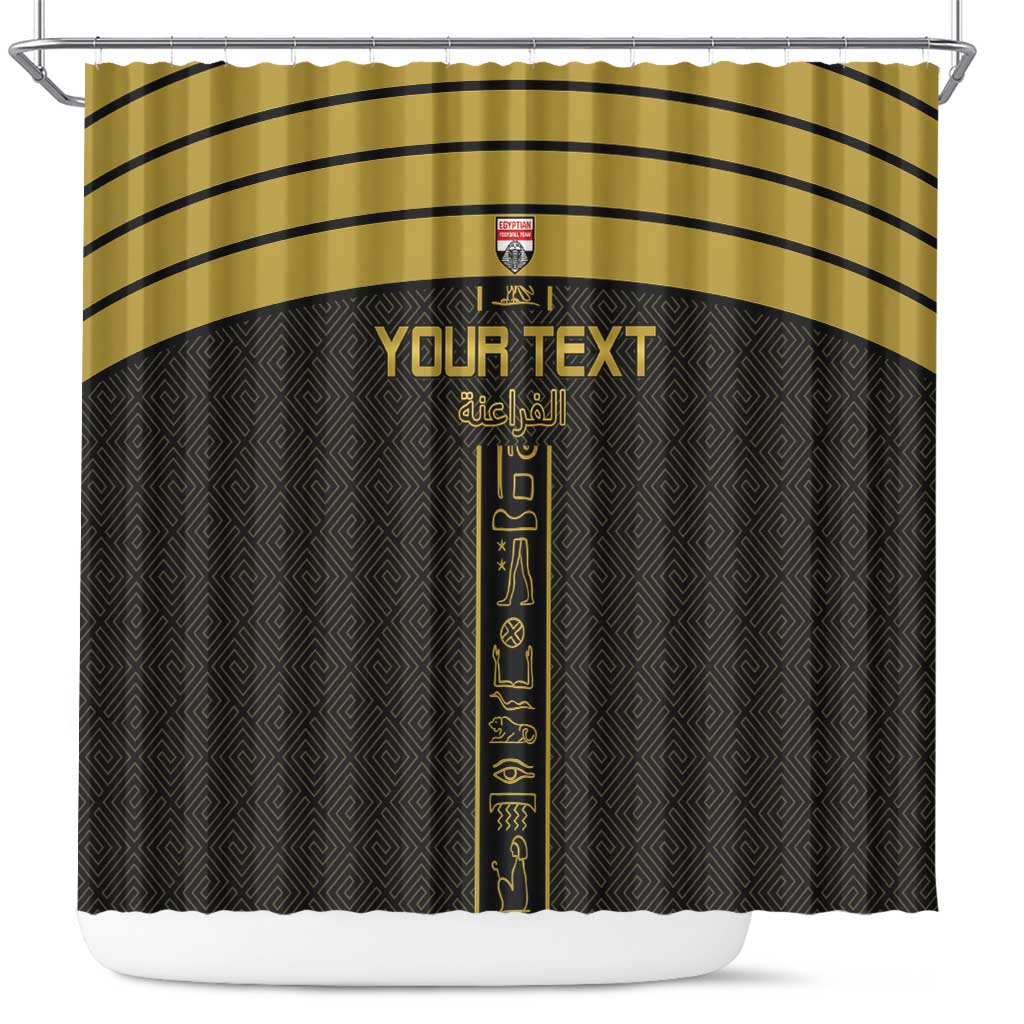 Custom Egypt Football Shower Curtain Yalla Yalla Pharaohs - Black Ver