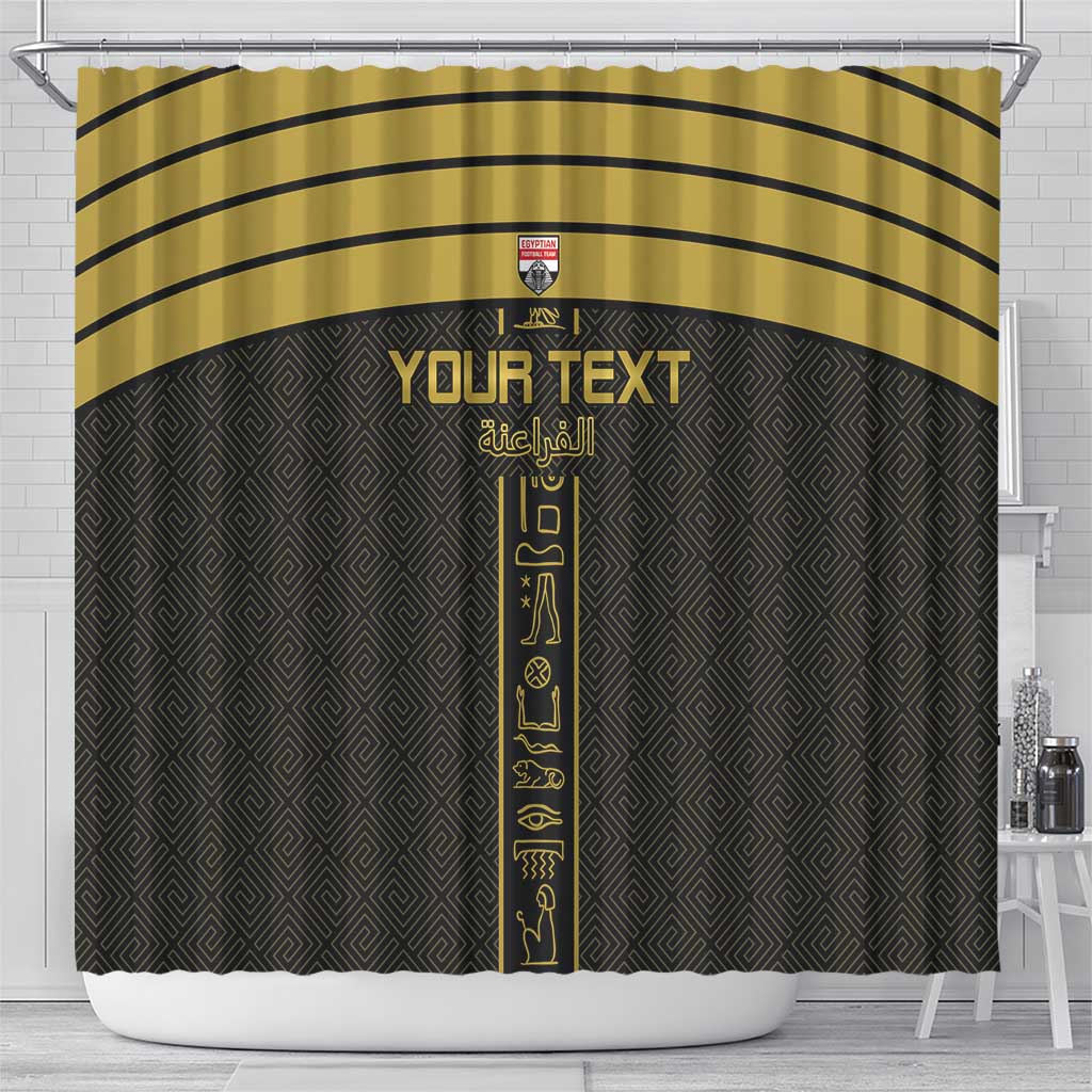 Custom Egypt Football Shower Curtain Yalla Yalla Pharaohs - Black Ver