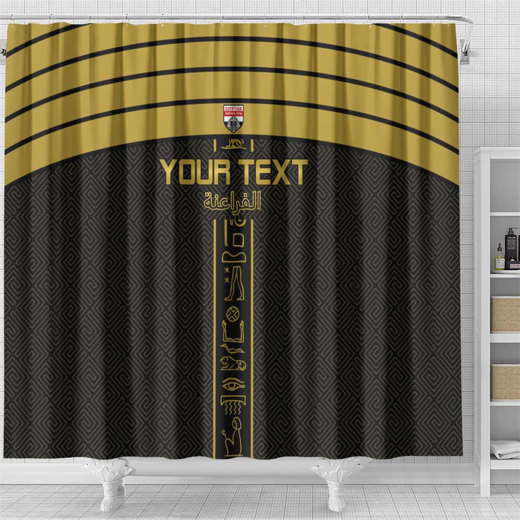 Custom Egypt Football Shower Curtain Yalla Yalla Pharaohs - Black Ver