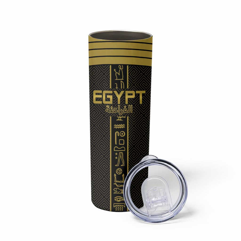 Custom Egypt Football Skinny Tumbler Yalla Yalla Pharaohs - Black Ver