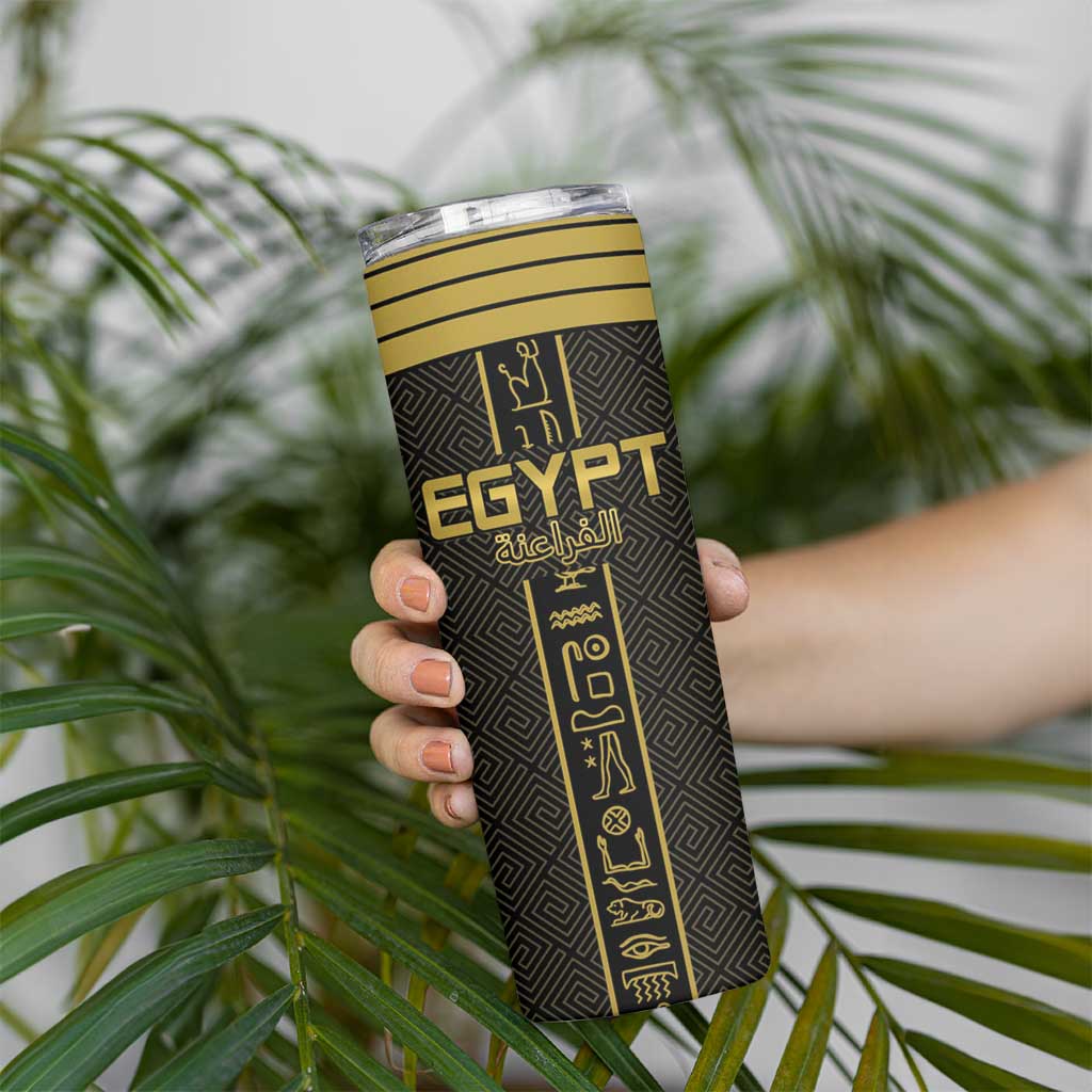 Custom Egypt Football Skinny Tumbler Yalla Yalla Pharaohs - Black Ver